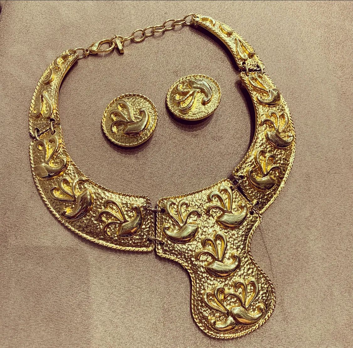 Egyptian Style Bib Gold Necklace by Alexis Kirk