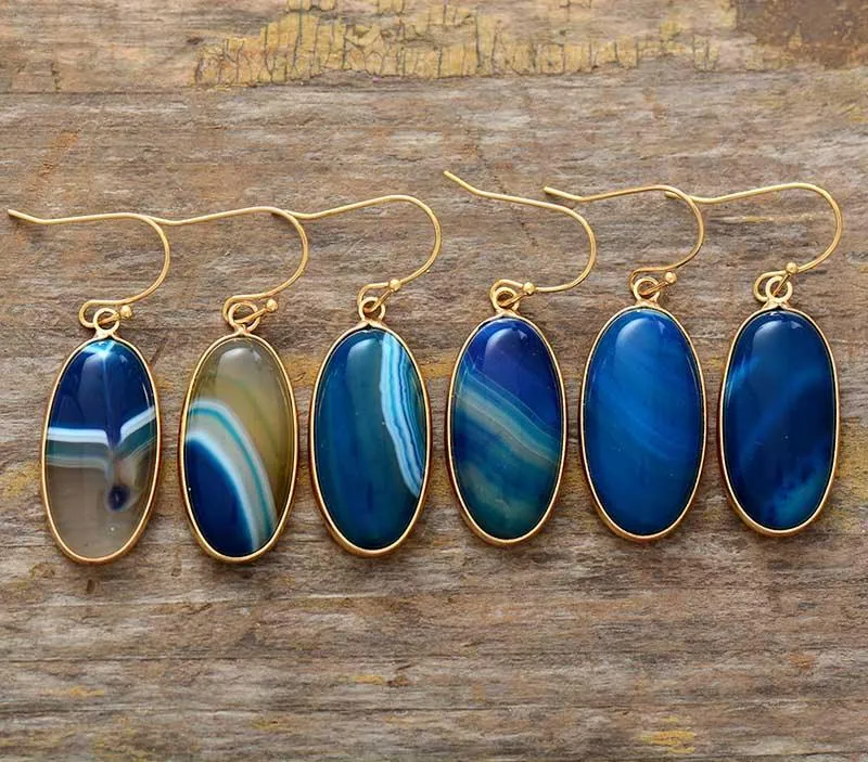 Gadhung Blue Onyx Drop Earrings