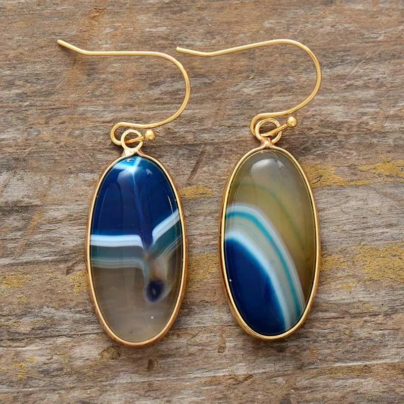 Gadhung Blue Onyx Drop Earrings