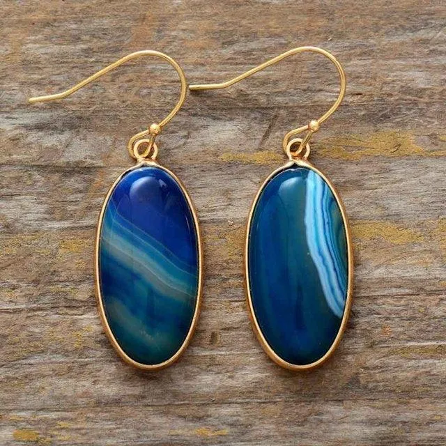 Gadhung Blue Onyx Drop Earrings