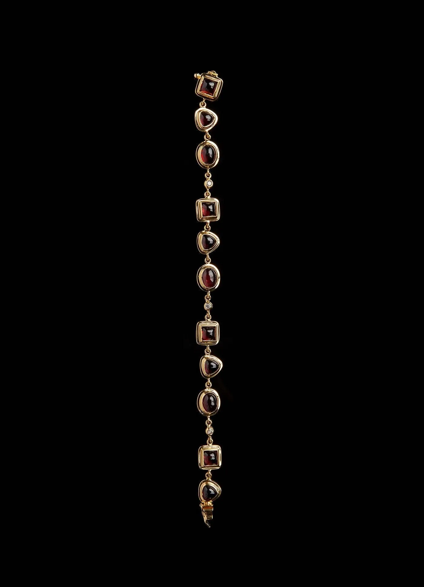 Garnet & Diamond Mosaic Bracelet 18K Gold