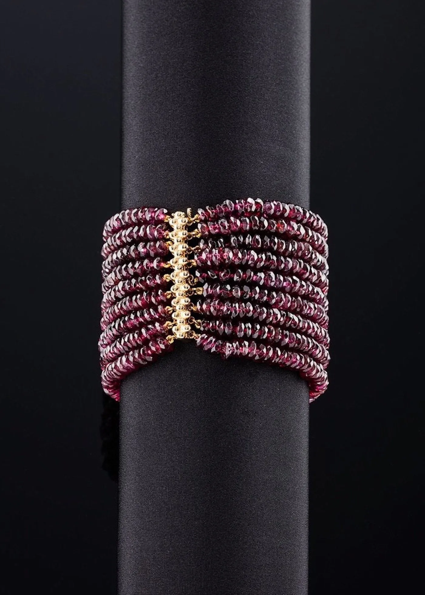 Garnet Multi Strand Bracelet, 14K Yellow Gold