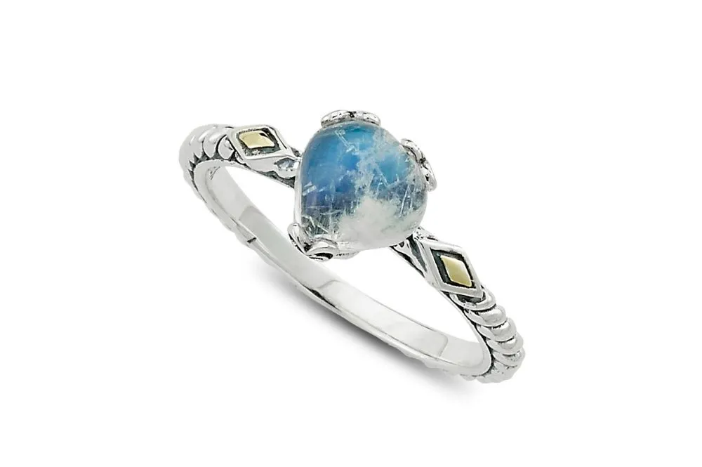 Glow Heart Ring- Rainbow Moonstone