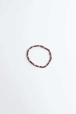 Gold & Purple Garnet Stretchy Bracelet