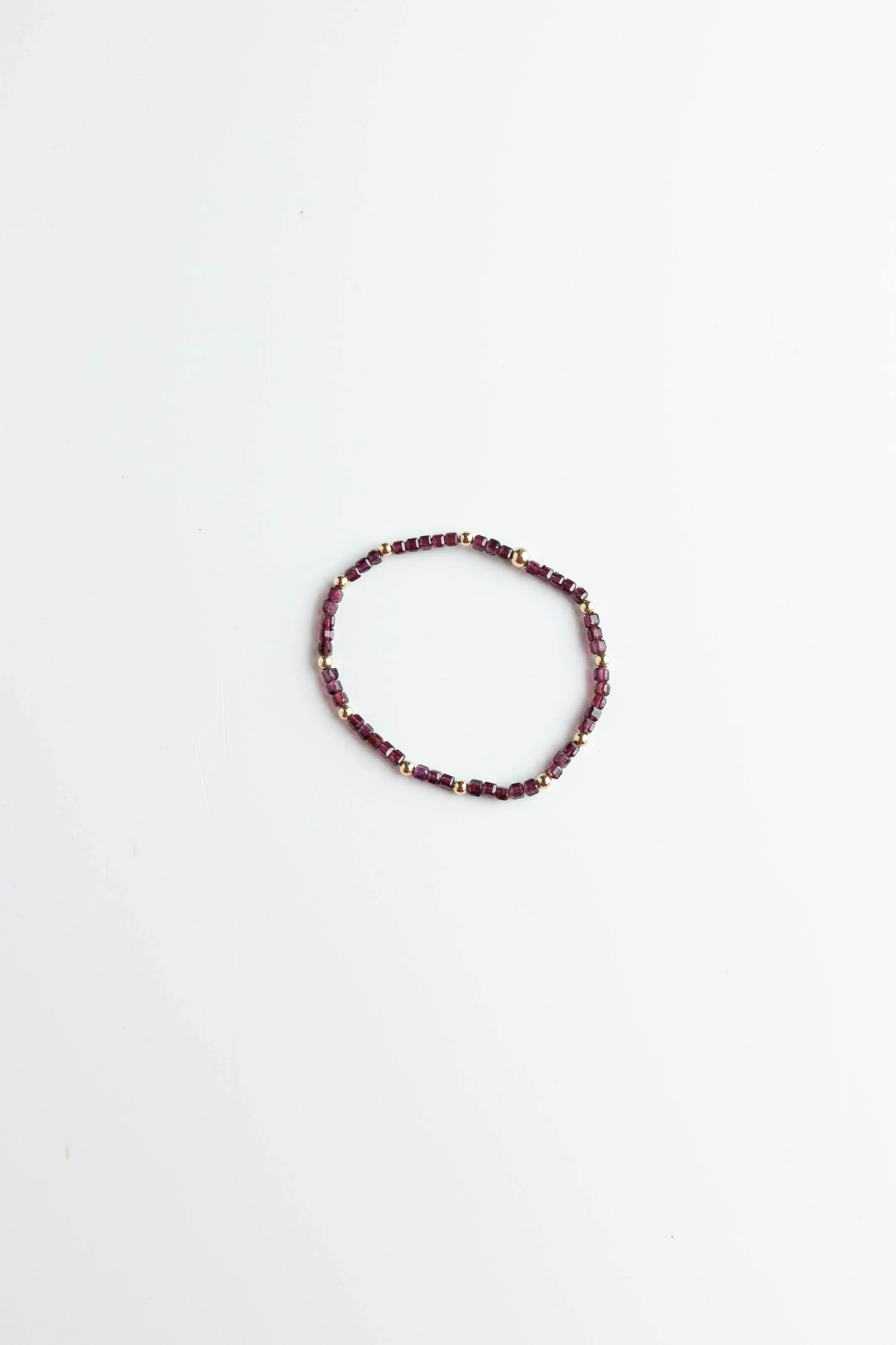 Gold & Purple Garnet Stretchy Bracelet