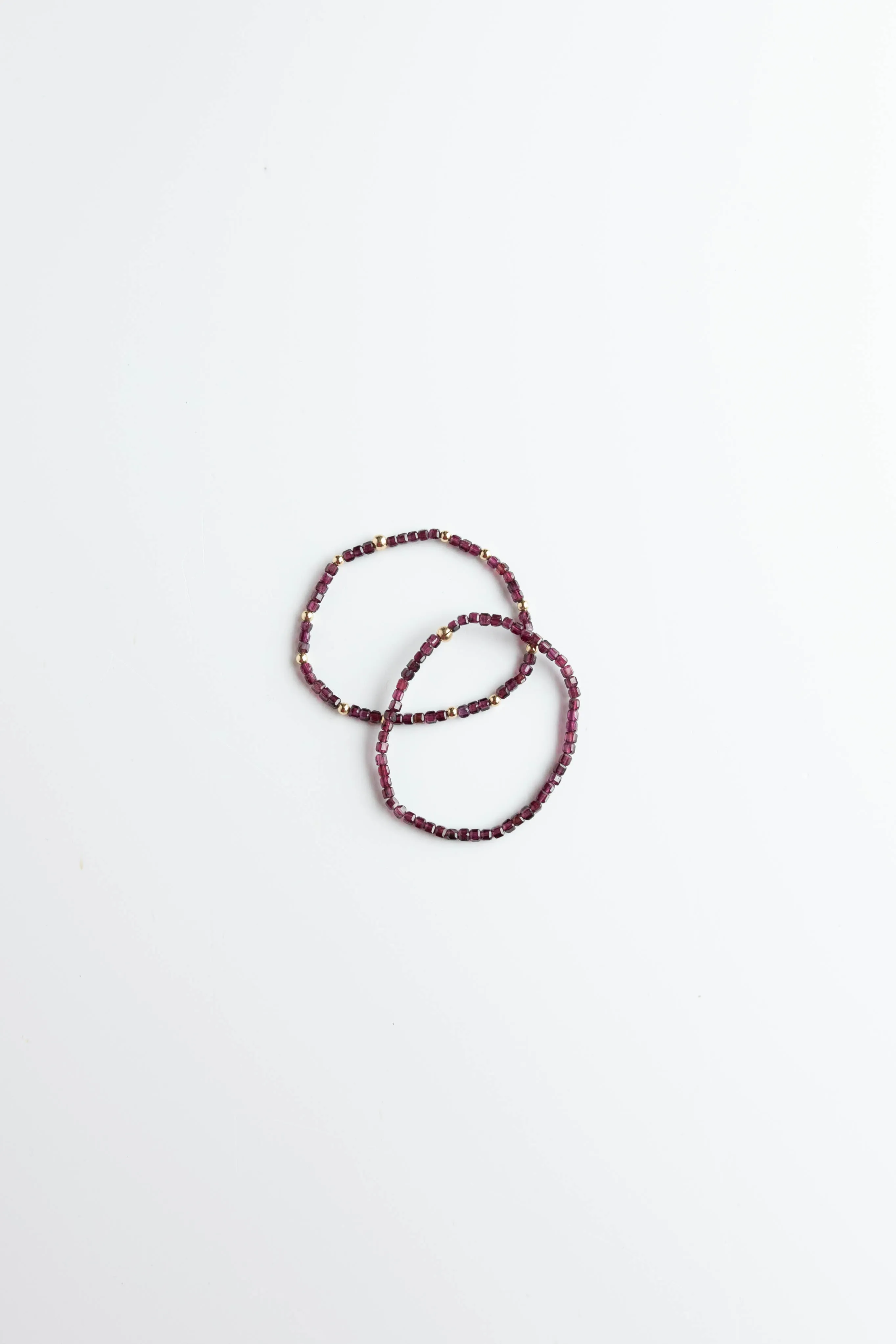 Gold & Purple Garnet Stretchy Bracelet