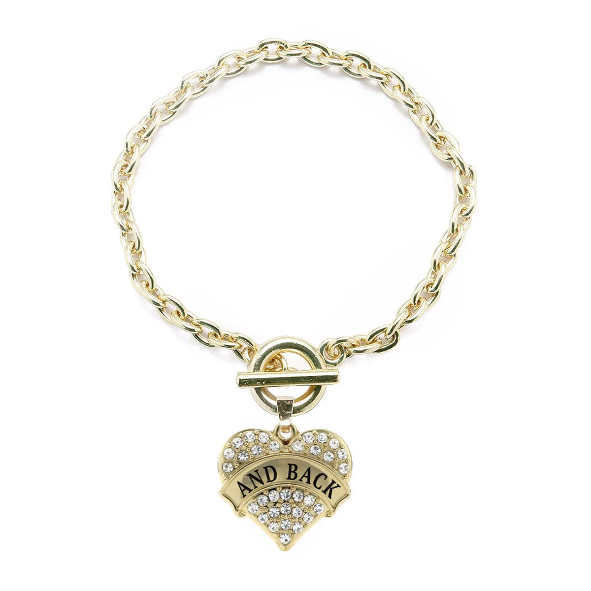 Gold And Back Pave Heart Charm Toggle Bracelet