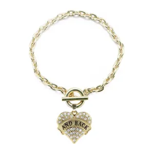 Gold And Back Pave Heart Charm Toggle Bracelet