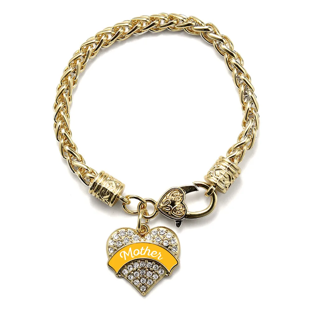 Gold Marigold Mother Pave Heart Charm Braided Bracelet