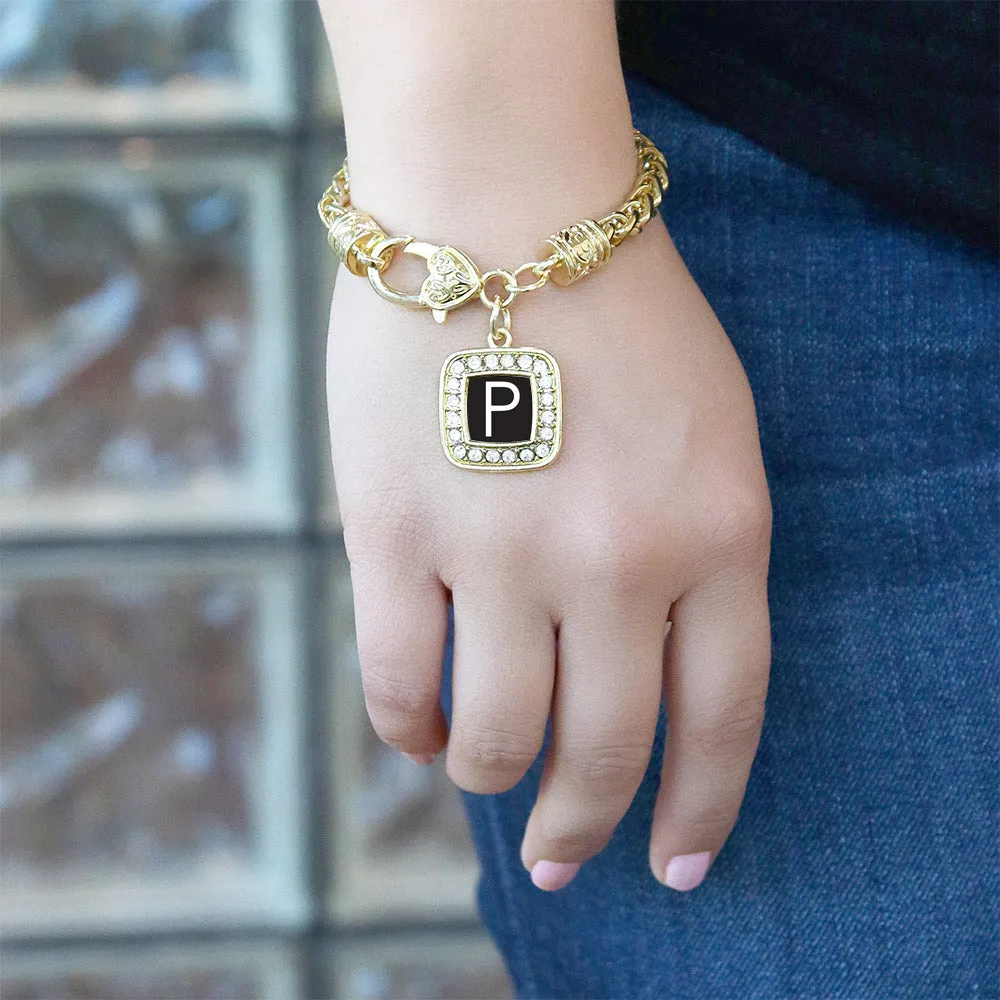 Gold My Initials - Letter P Square Charm Braided Bracelet