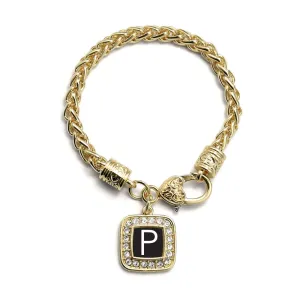 Gold My Initials - Letter P Square Charm Braided Bracelet