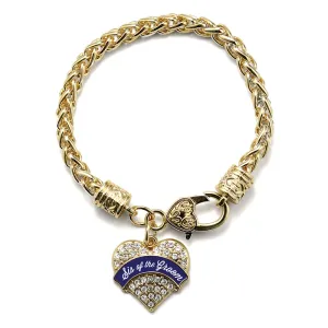 Gold Navy Blue Sis of the Groom Pave Heart Charm Braided Bracelet