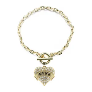 Gold Nene Pave Heart Charm Toggle Bracelet