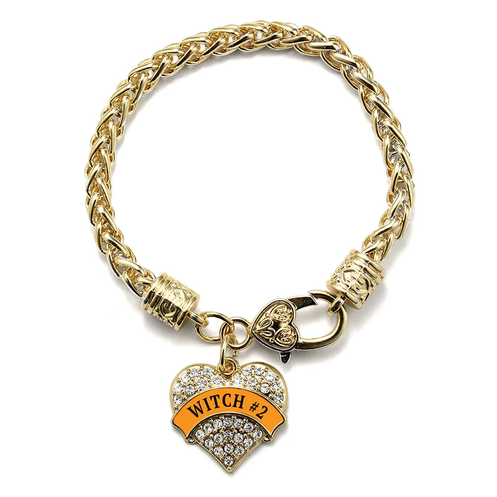 Gold Witch #2 Pave Heart Charm Braided Bracelet