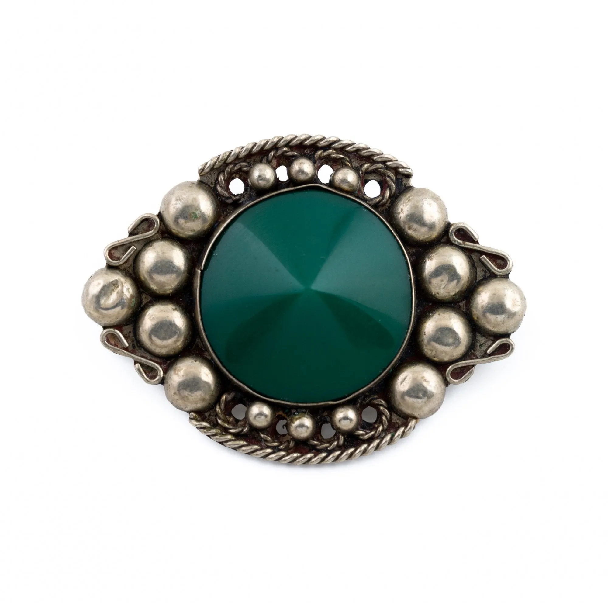 Green Onyx Mexican Taxco Pin