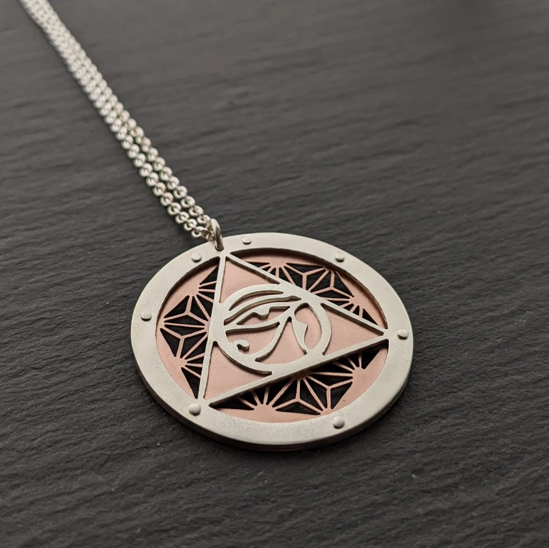 Handcut Asanoha Eye of Ra Pendant