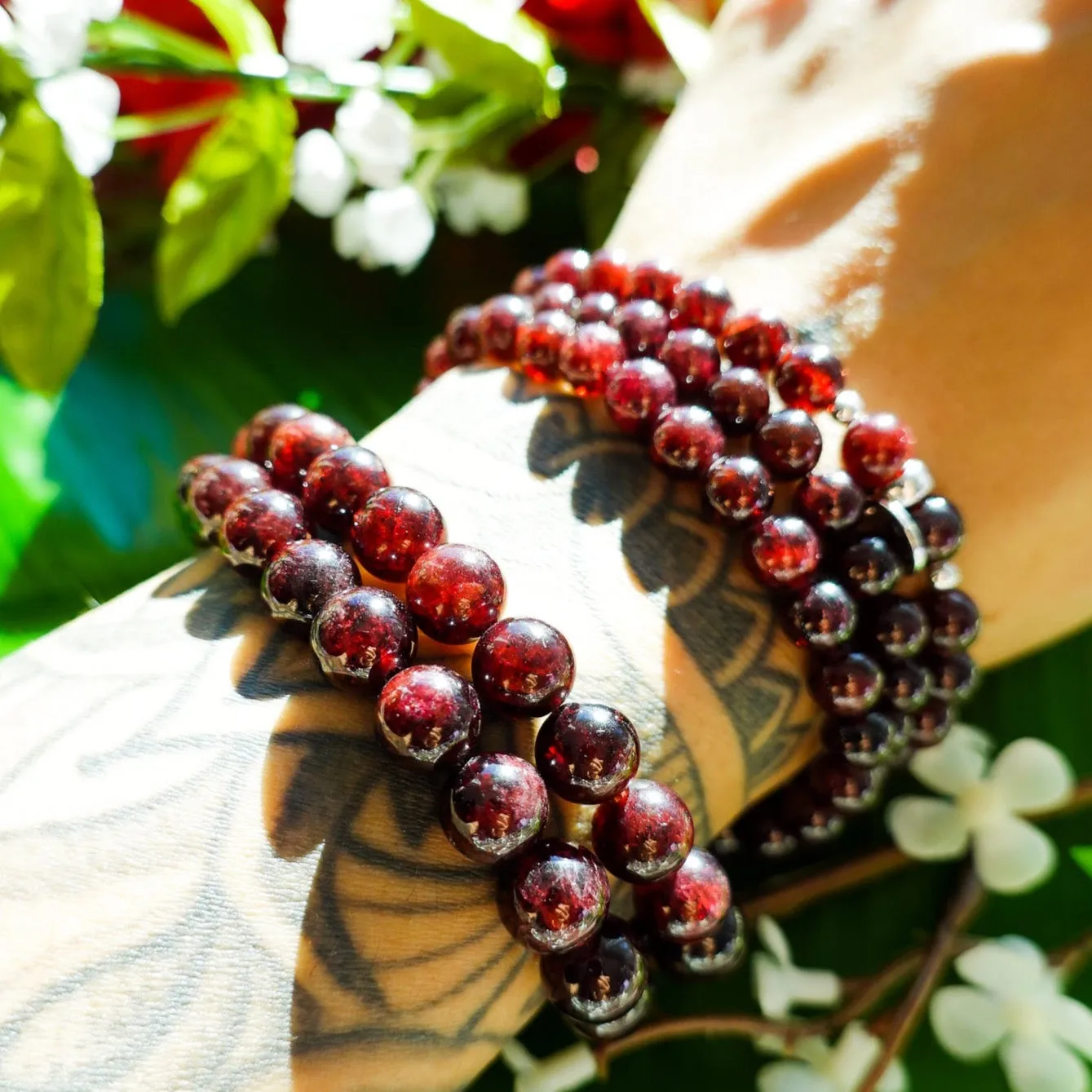 I Am Protected Garnet Signature Stretch Bracelet