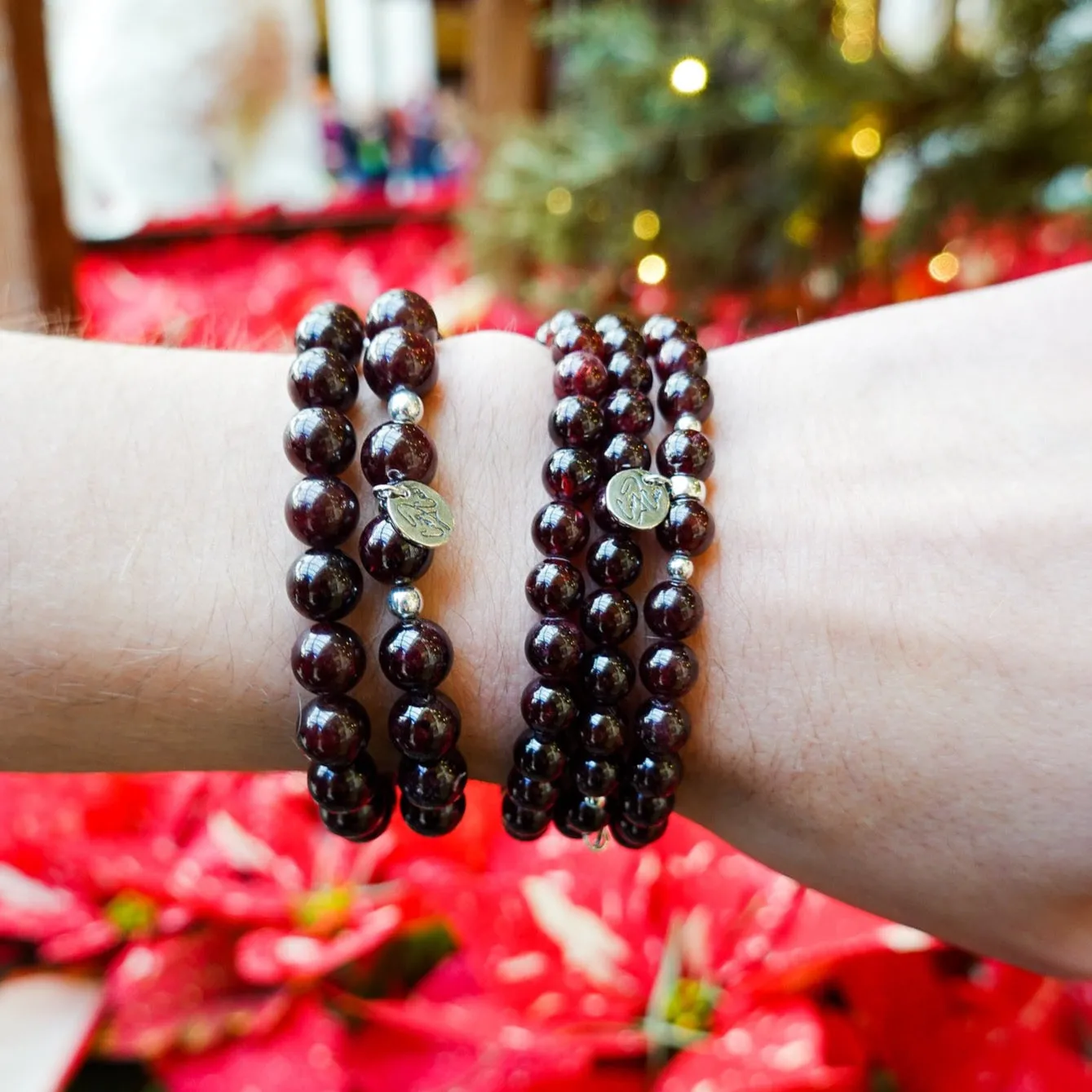 I Am Protected Garnet Signature Stretch Bracelet