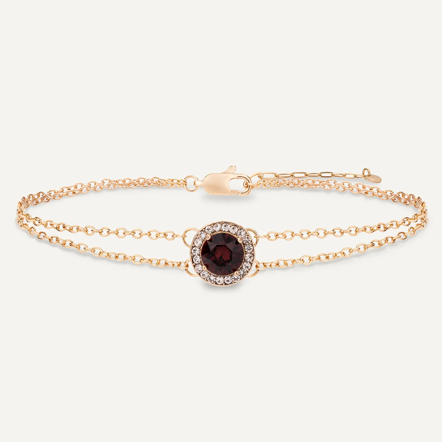 January Garnet-Colour  Birthstone Clasp Bracelet In Gold-Tone