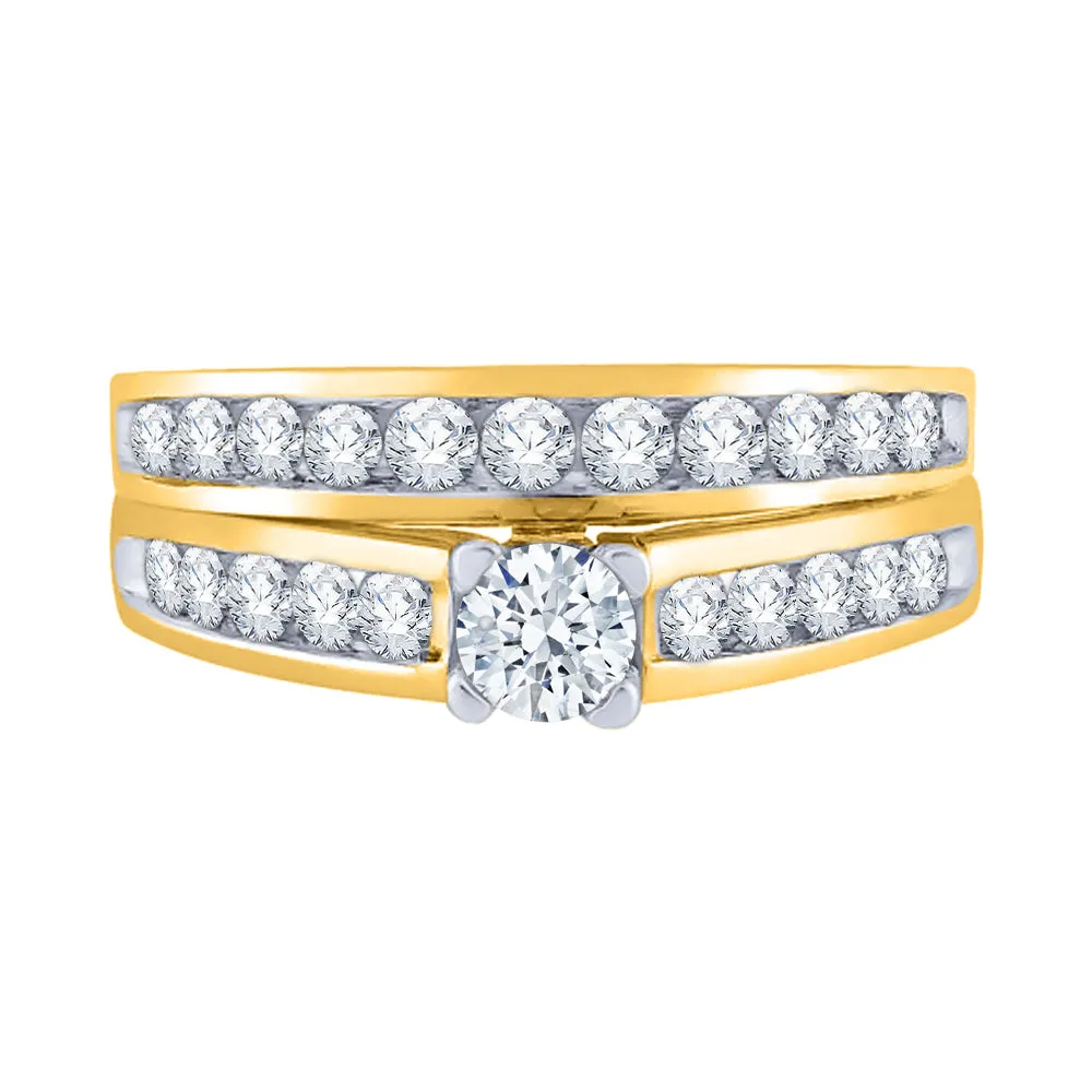 KATARINA 1 cttw Channel Set Lab Grown Diamond Bridal Set in 14K Gold