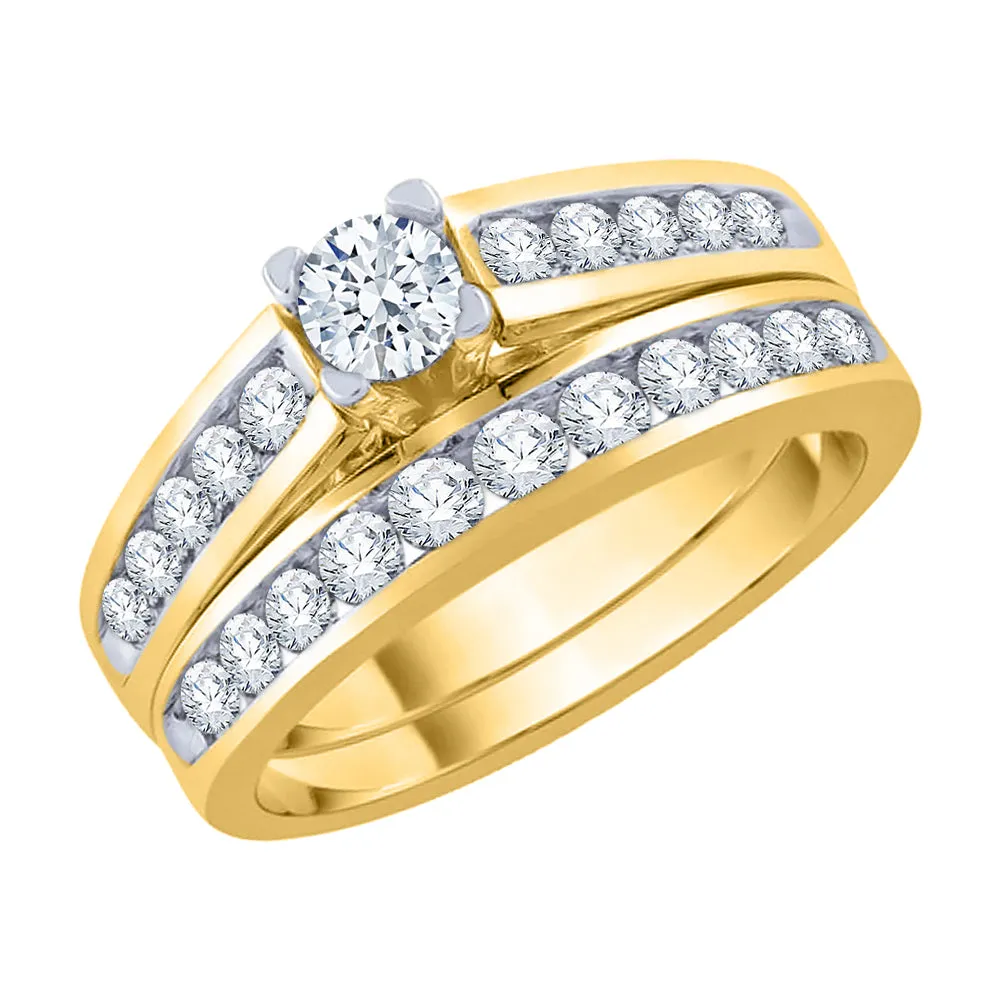 KATARINA 1 cttw Channel Set Lab Grown Diamond Bridal Set in 14K Gold