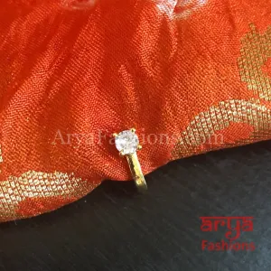 Kundan Nose Clip/ Golden CZ non piercing Noseclip