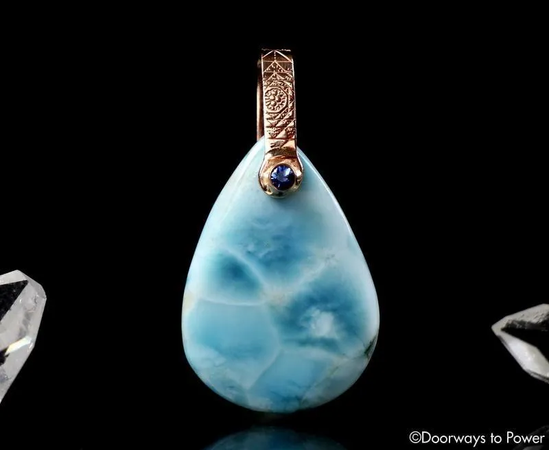 Larimar & Blue Sapphire Rose Gold Light Language Pendant