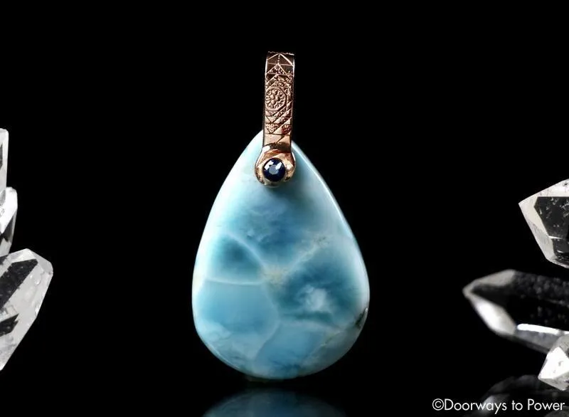 Larimar & Blue Sapphire Rose Gold Light Language Pendant