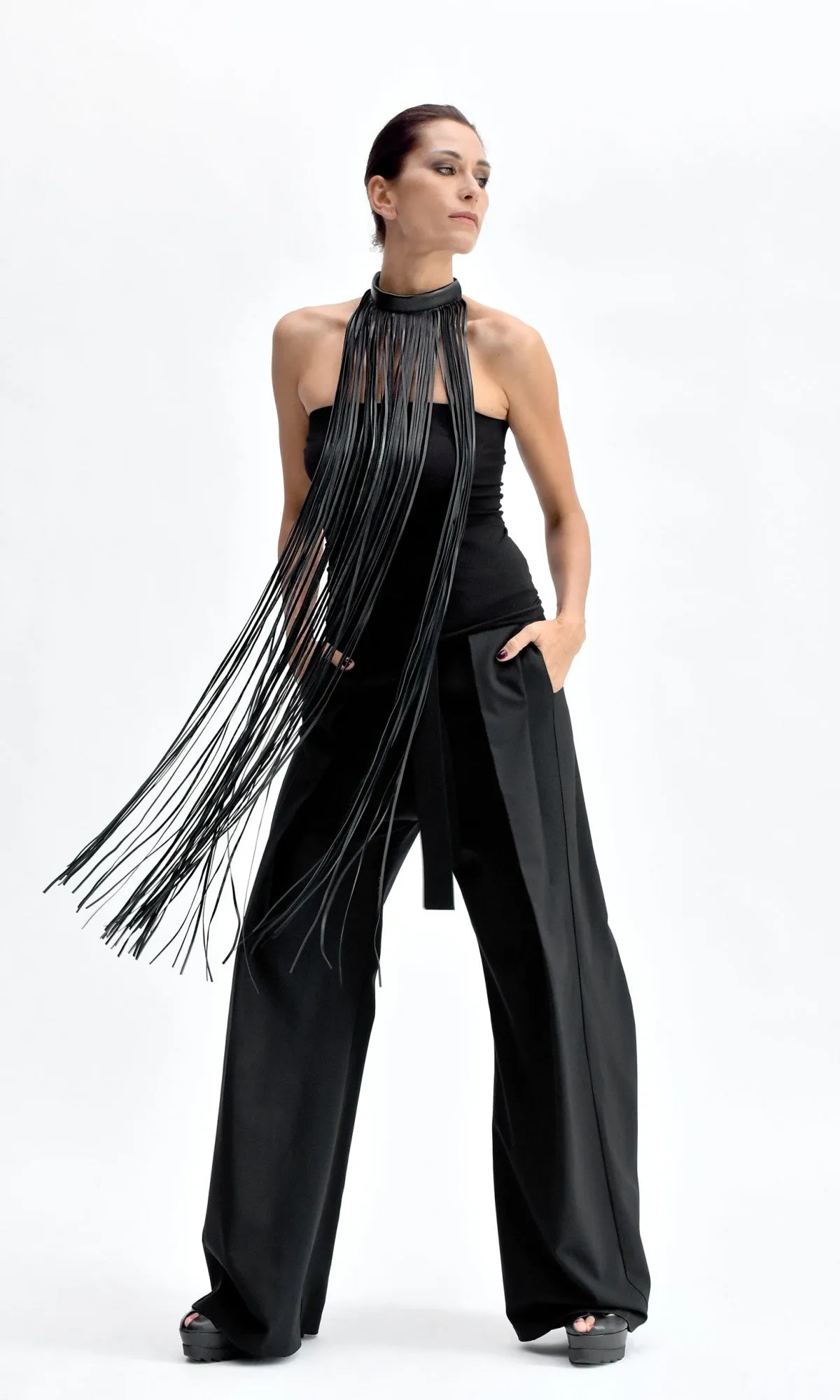 Long Fringe Leather Necklace