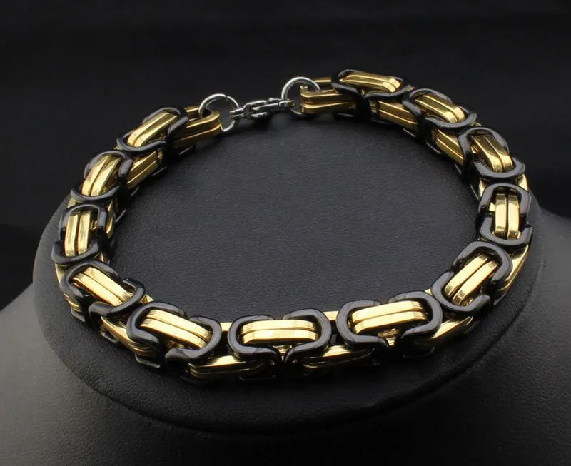 men bracelet stainless steel gold plated plated & black gun plated braclets & bangles.