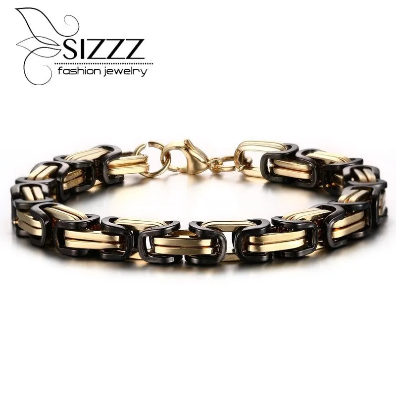 men bracelet stainless steel gold plated plated & black gun plated braclets & bangles.