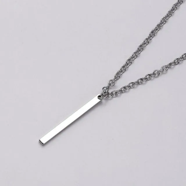 Men Necklace Stainless steel Necklace Women Men Simple Long Chain Rectangular Pendant Necklace Statement Couples Choker Gifts