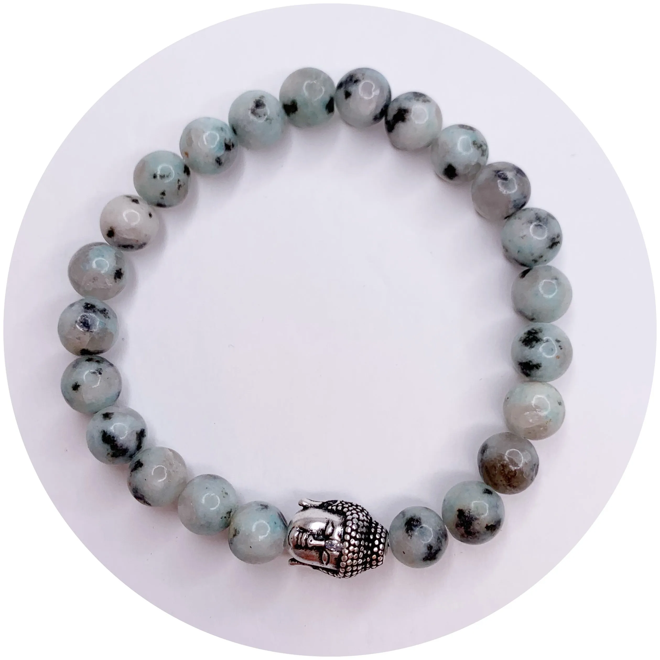 Mens Kiwi Jasper with Silver Buddha Accent