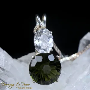 Moldavite & Large Phenacite Super Nova Crystal Pendant