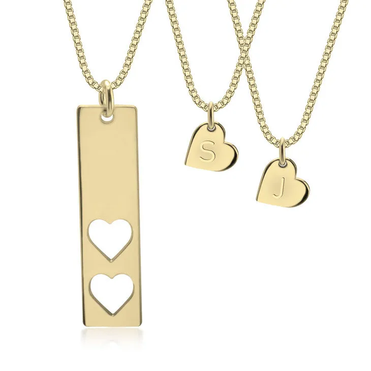 Mother and Daughter Necklace 24 k Gold Plated