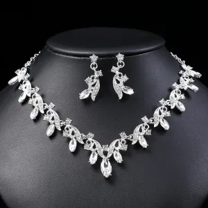 New Style bridal necklace and earrings set, crystal gemstone short clavicle chain, two-piece set for women