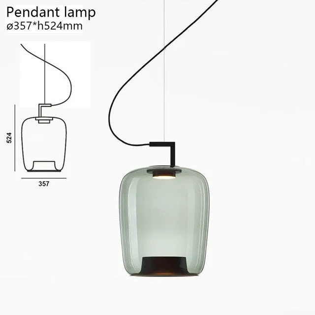 Nordic creative LED Pendant lights modern brown and dark green lamps for dining room bedroom bedside bar decor glass chandeliers