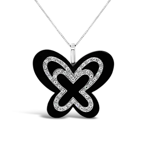 Onyx & Diamond Butterfly Pendant