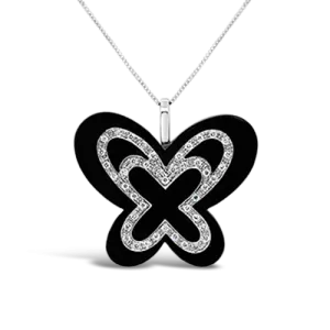 Onyx & Diamond Butterfly Pendant