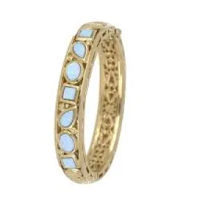 Opalas do Mar Opal 7 Blue Opal Hinged Bracelet Gold