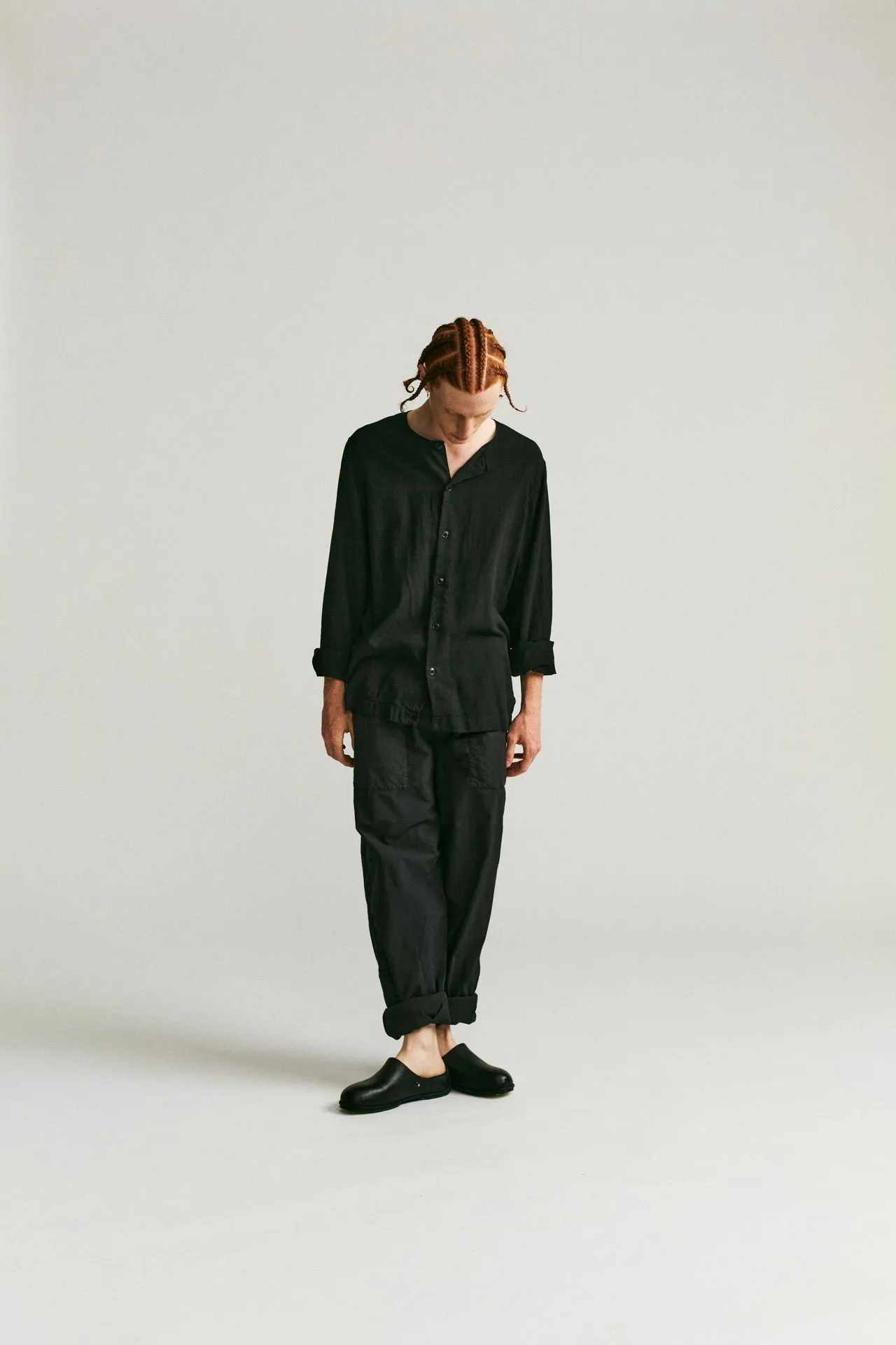 OVERDYED DOUBLE VERGER SHIRT - VOILE - ONYX