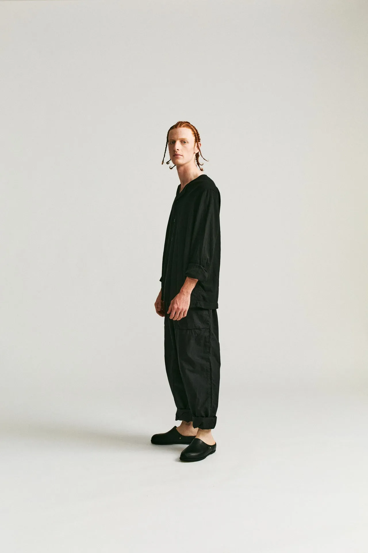 OVERDYED DOUBLE VERGER SHIRT - VOILE - ONYX