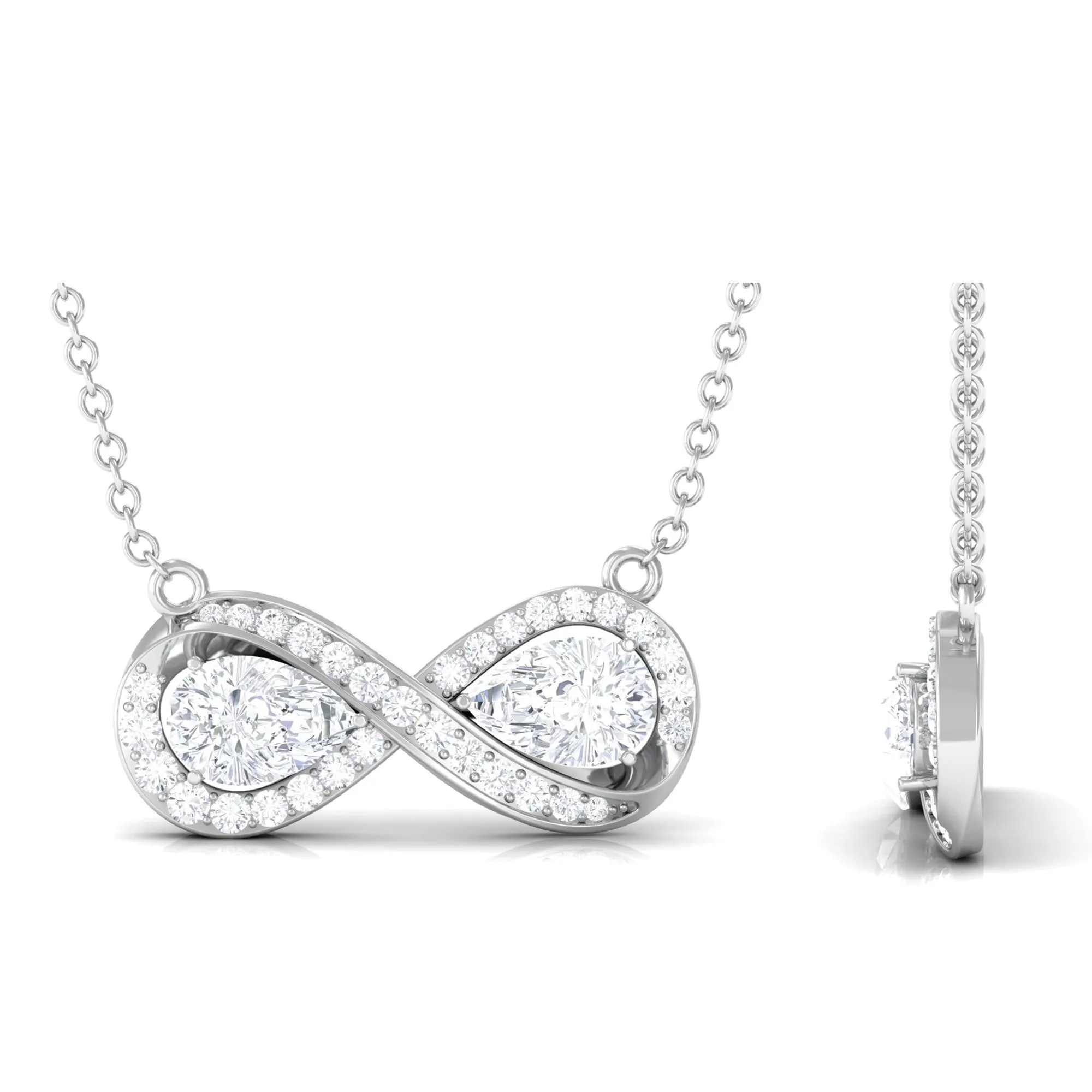 Pear Shape Moissanite Infinity Necklace