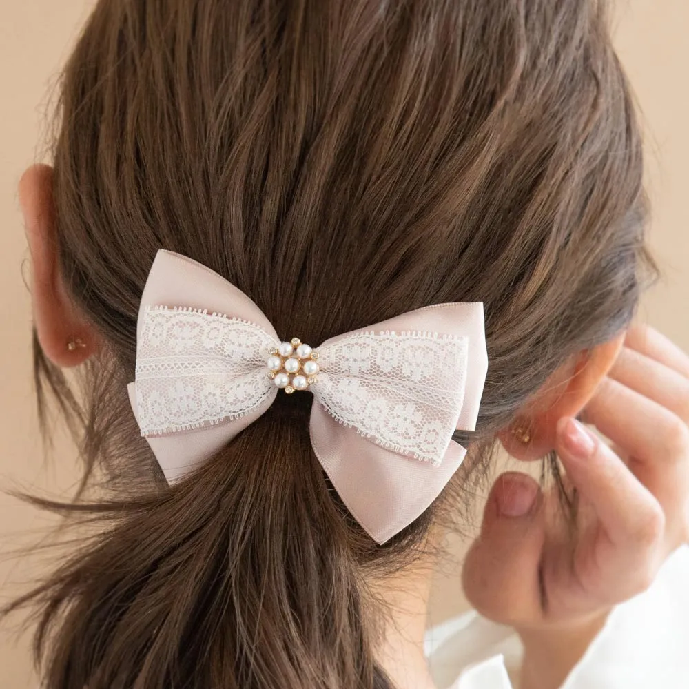 Pearl Detail Bow Hair Barrette