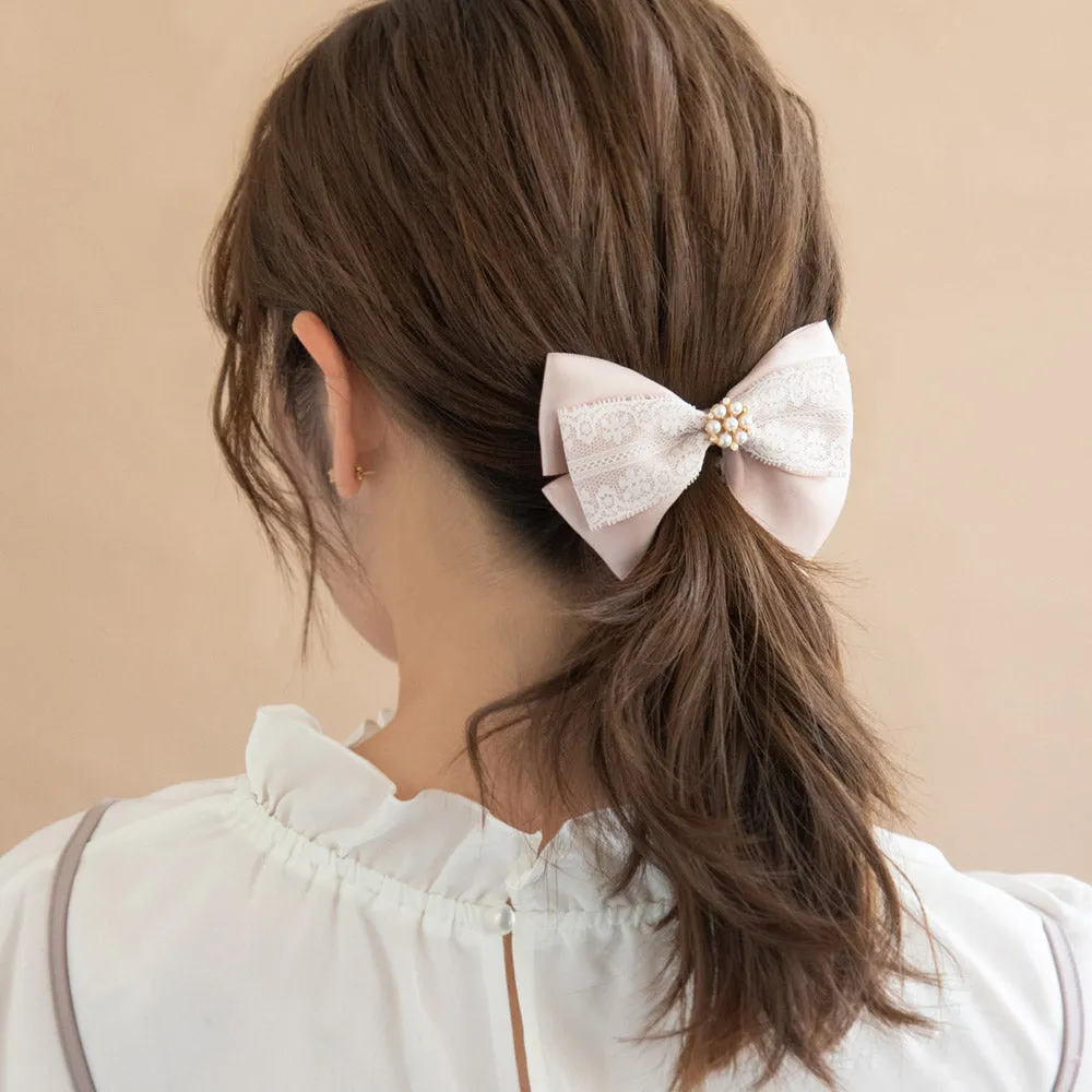 Pearl Detail Bow Hair Barrette