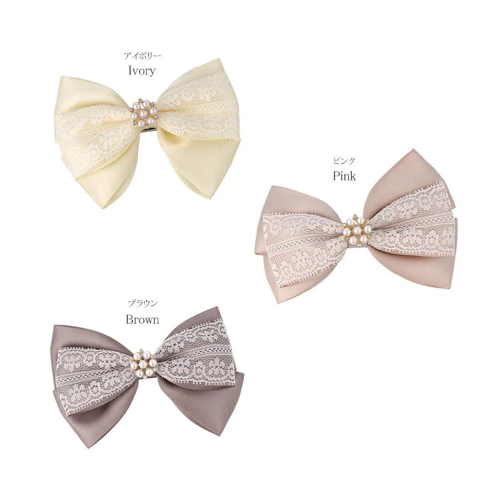 Pearl Detail Bow Hair Barrette