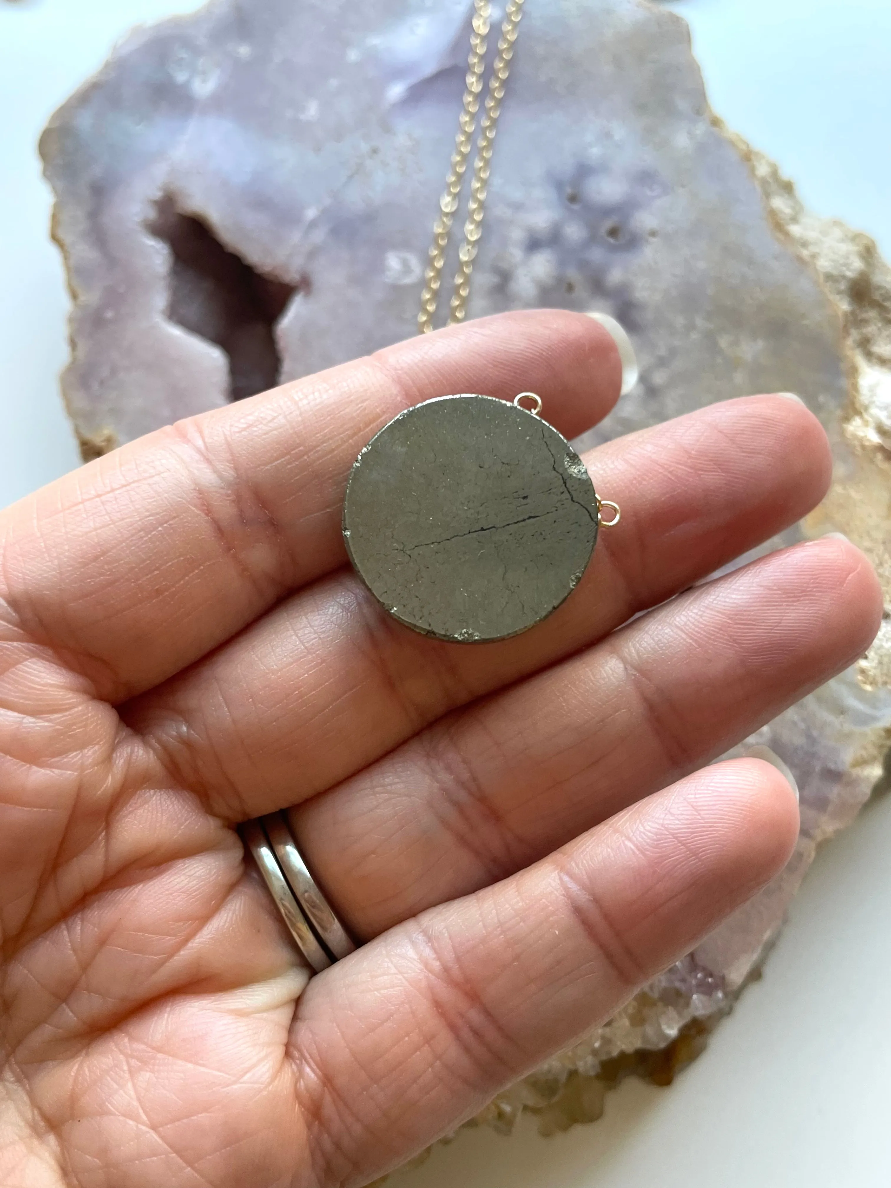 Pyrite Pendant Necklace on Gold Fill