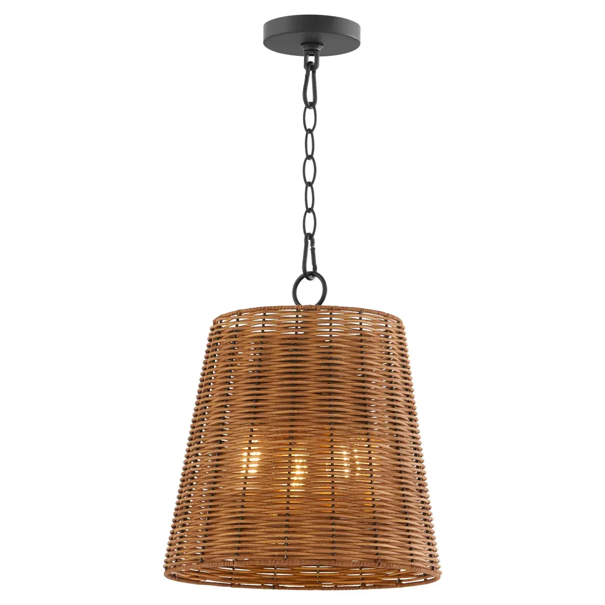 Quorum 8893-13-59 Pendant - Matte Black / Espresso Finished Wicker, Modern Farmhouse