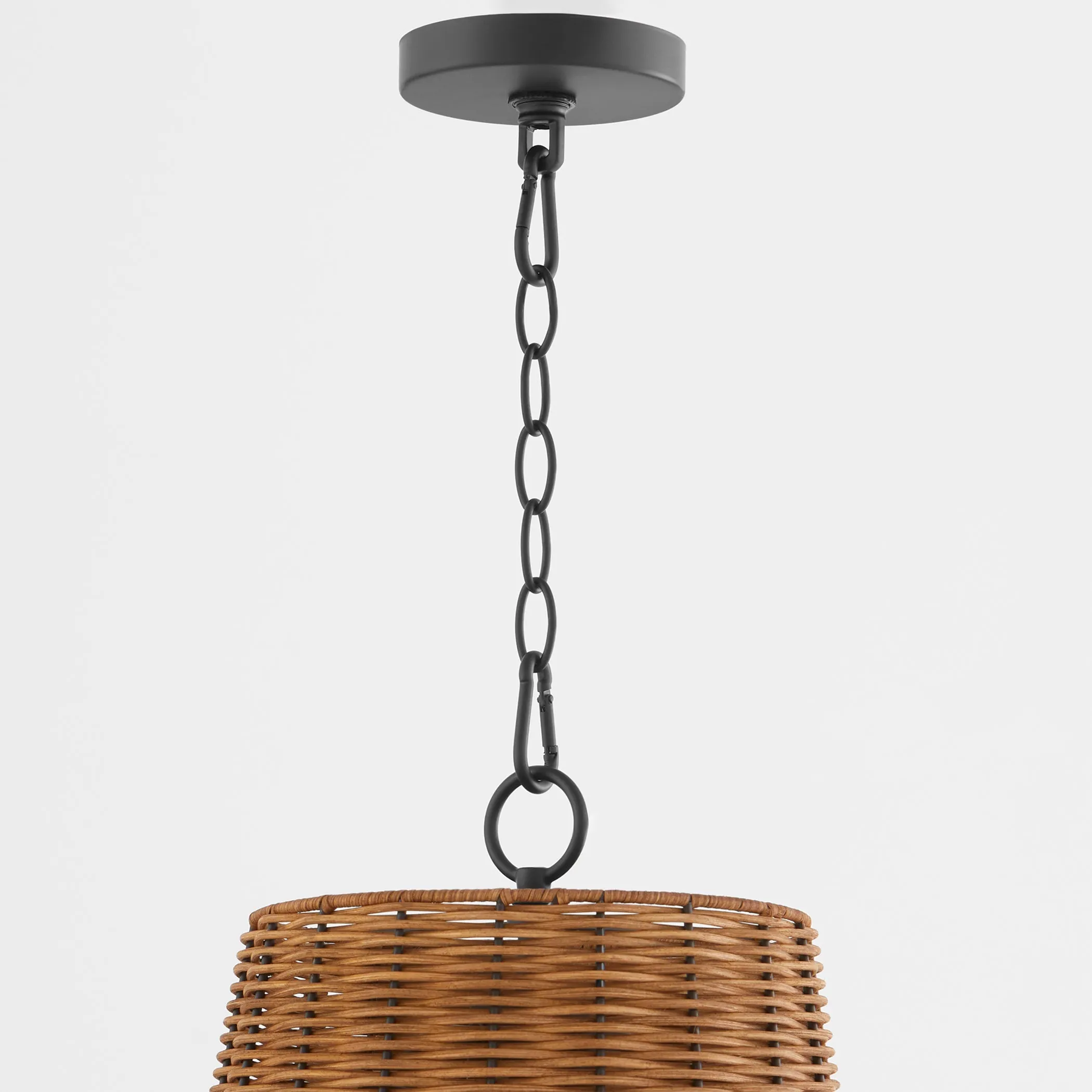 Quorum 8893-13-59 Pendant - Matte Black / Espresso Finished Wicker, Modern Farmhouse