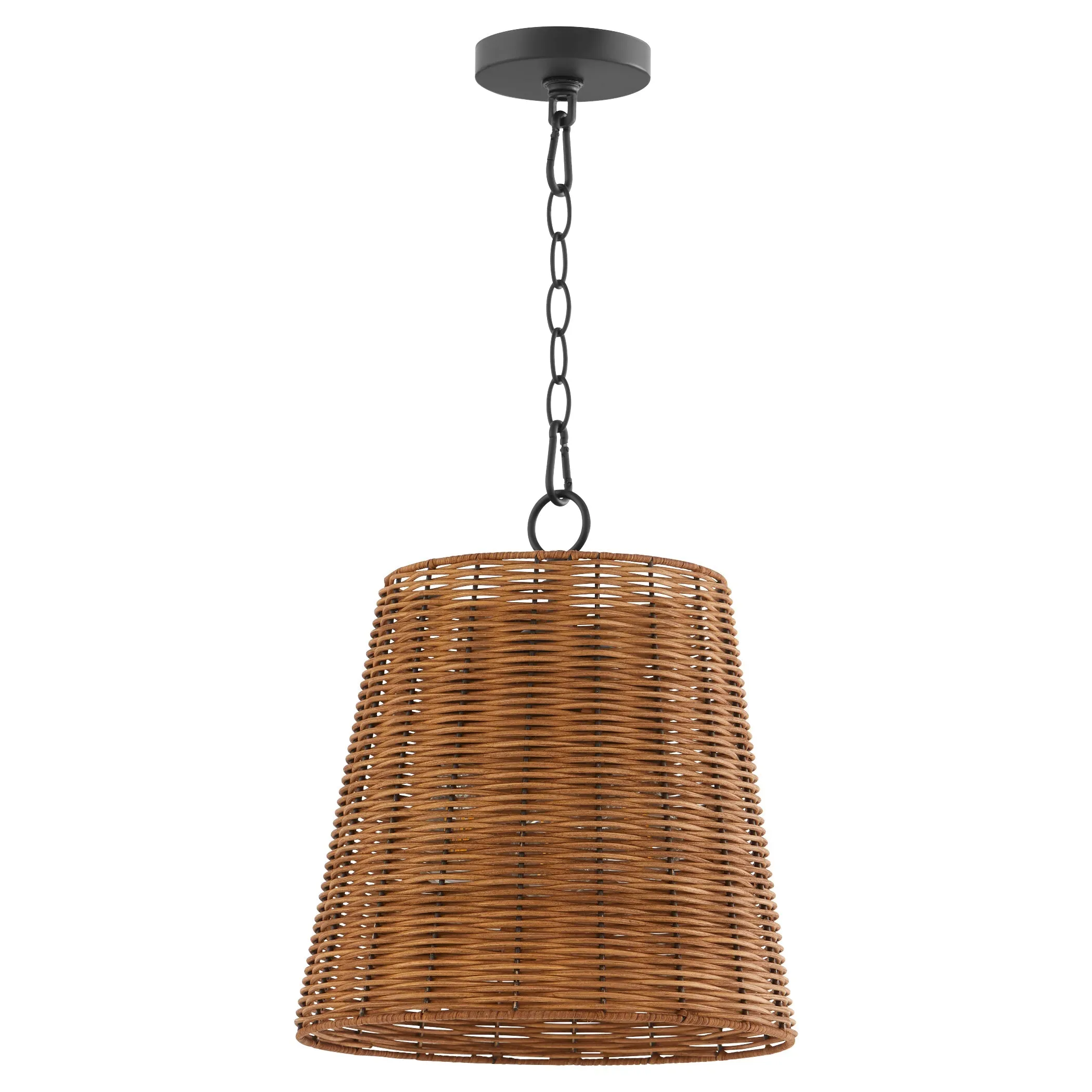 Quorum 8893-13-59 Pendant - Matte Black / Espresso Finished Wicker, Modern Farmhouse